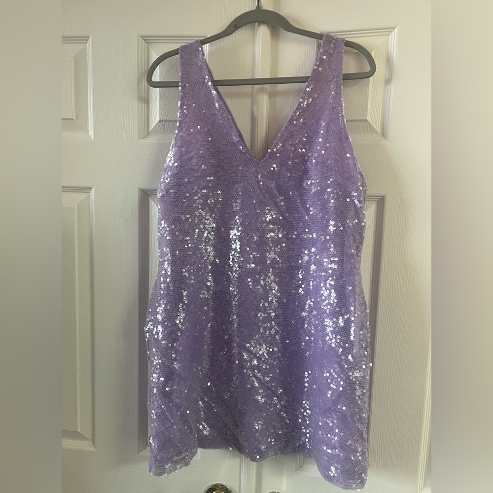 Purple sequin mini dress